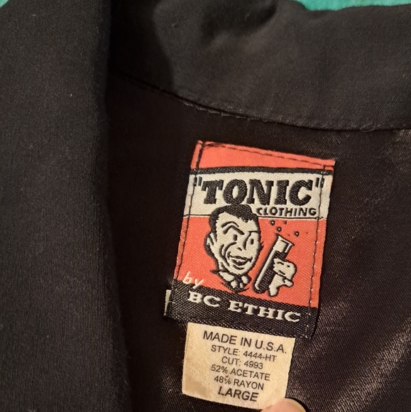 Vintage Tonic by BC Ethic silky bowling tee.  Red and Black size Large - Picture 4 of 7
